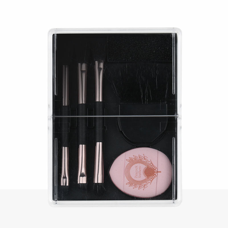 Portable makeup brush set - multifunctional mini travel kit with foldable storage, includes concealer, eyeshadow, and other brushes