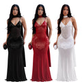 C7647 cross-border   fashion women's sexy mesh suspender v-neck sequin dress