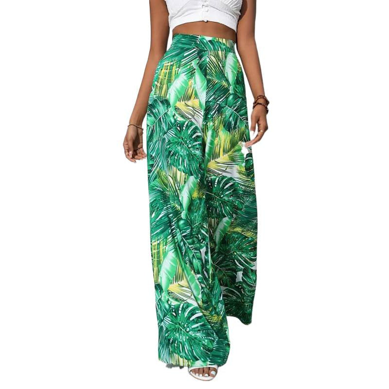 Shipped:  hot-selling european and american cross-border printed casual high-waisted wide-leg pants for independent e-commerce stores