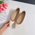 Women's single shoes: new spring/autumn 2025 pointed-toe studded hidden heel french patent leather fashionable versatile low-cut high heels