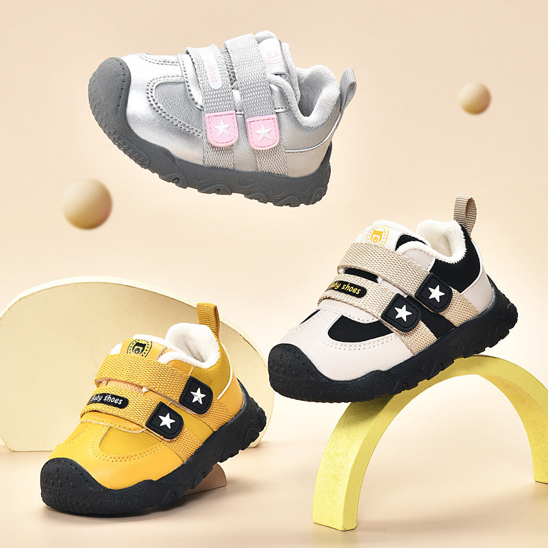 Toddler shoes for baby boys 0-1-3 years old, autumn/winter infant and toddler shoes, girls' shoes, soft sole functional fleece-lined thickened cotton shoes