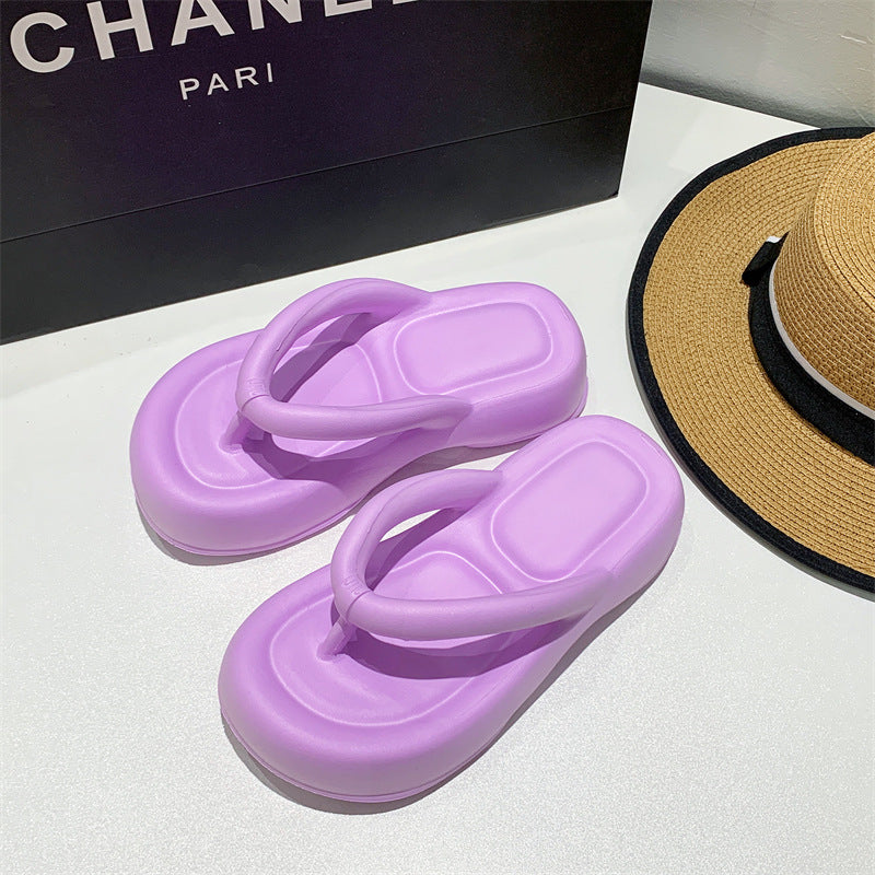 2025new arrival stepping on shit touching flip flops for women summer ins trendy fairy style casualthick sole flip flops beach sandals