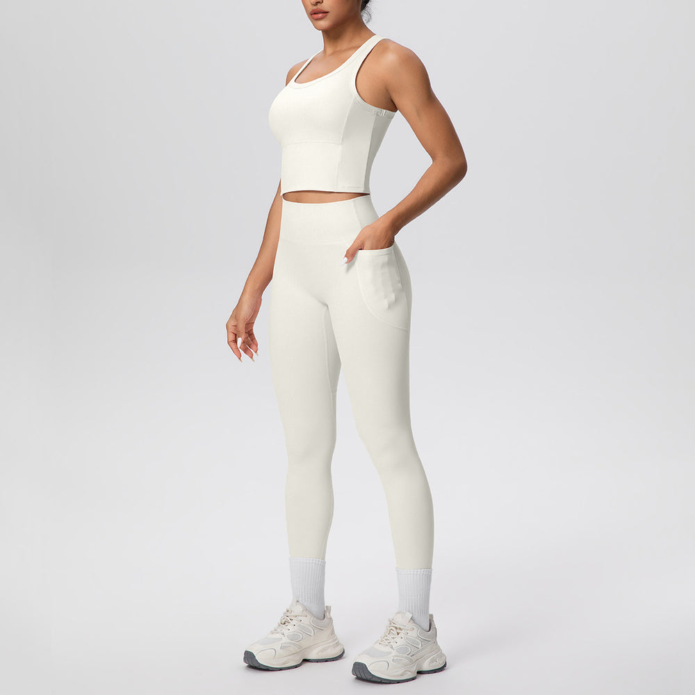 new cloud-feel quick-dry high-waisted pocket leggings with beautiful back design - yoga, outdoor running, and fitness activewear set for women