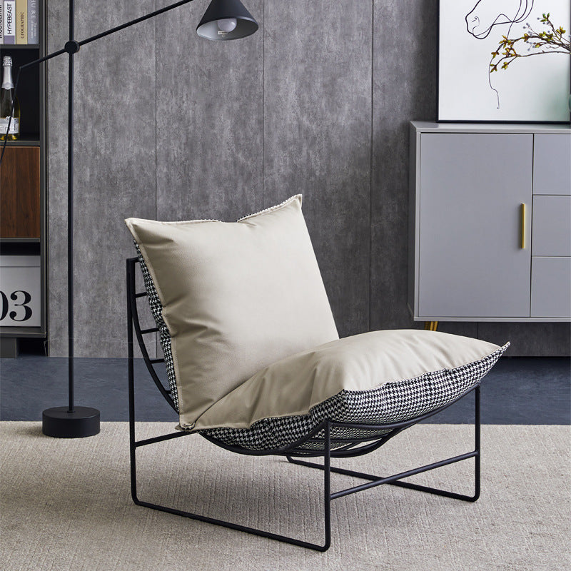 Factory direct light luxury chidori grids iron single sofa chair popular chair back chair small balcony lazy sofa
