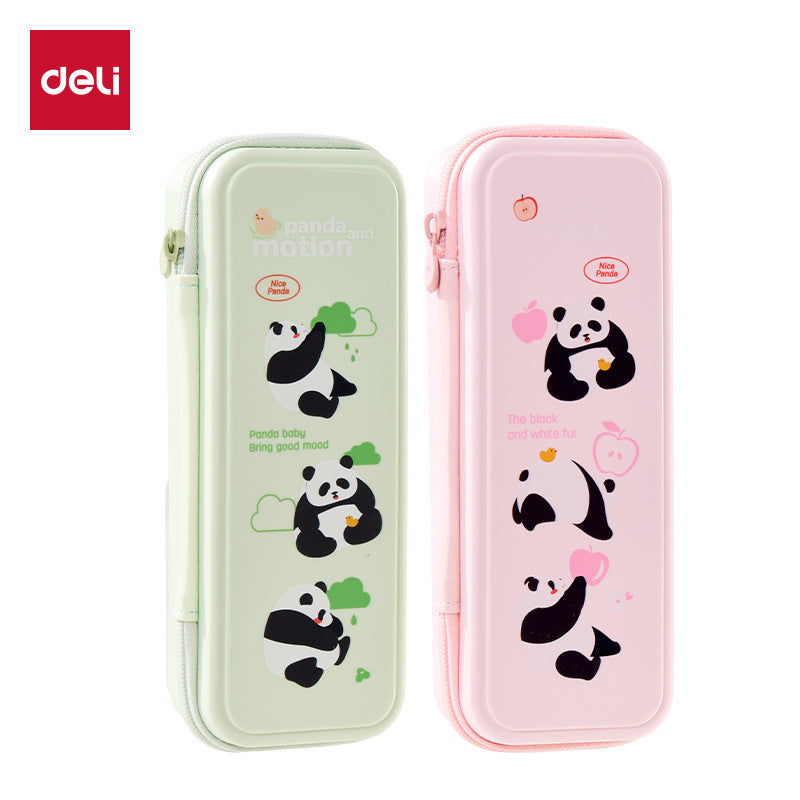 Deli XM751 Panda Series PP Stationery Box Student Waterproof and Stain-resistant Stationery Box Multifunctional Pencil Case Pencil Case