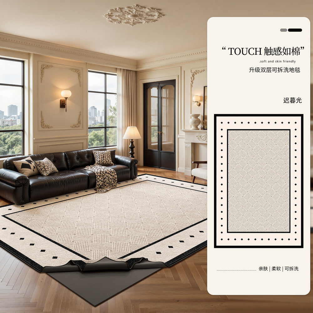 Carpet living room removable and washable double layer easy to care for machine washable large area full cover light luxury high-end bedside floor mat sound insulation