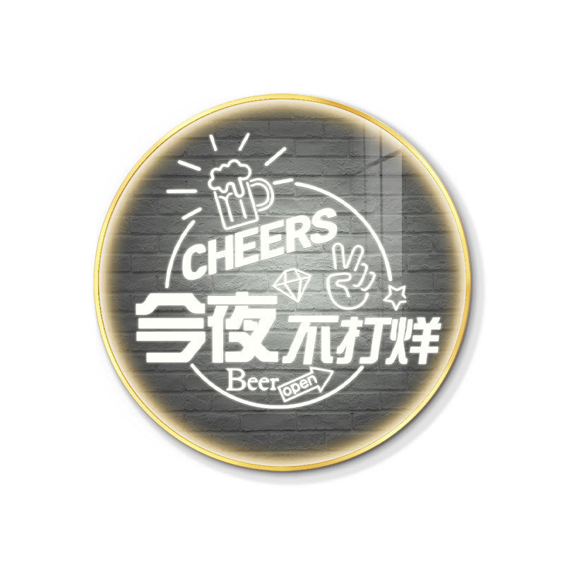 LED luminous bar hanging painting round neon light text KTV decorative painting barbecue hot pot restaurant restaurant box mural