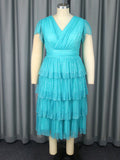 Plus size women's sexy v-neck sequin party dress - elegant, slim-fit, a-line evening gown