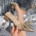 Low ankle cross-border sandals springnew arrival aliexpress sweetbows pointed toe transparent low heel rhinestone sandals
