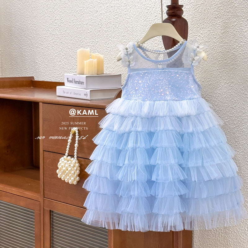 summer girls' princess dress, heavily embellished tutu cake dress, children's fairy dress, clearance wholesale
