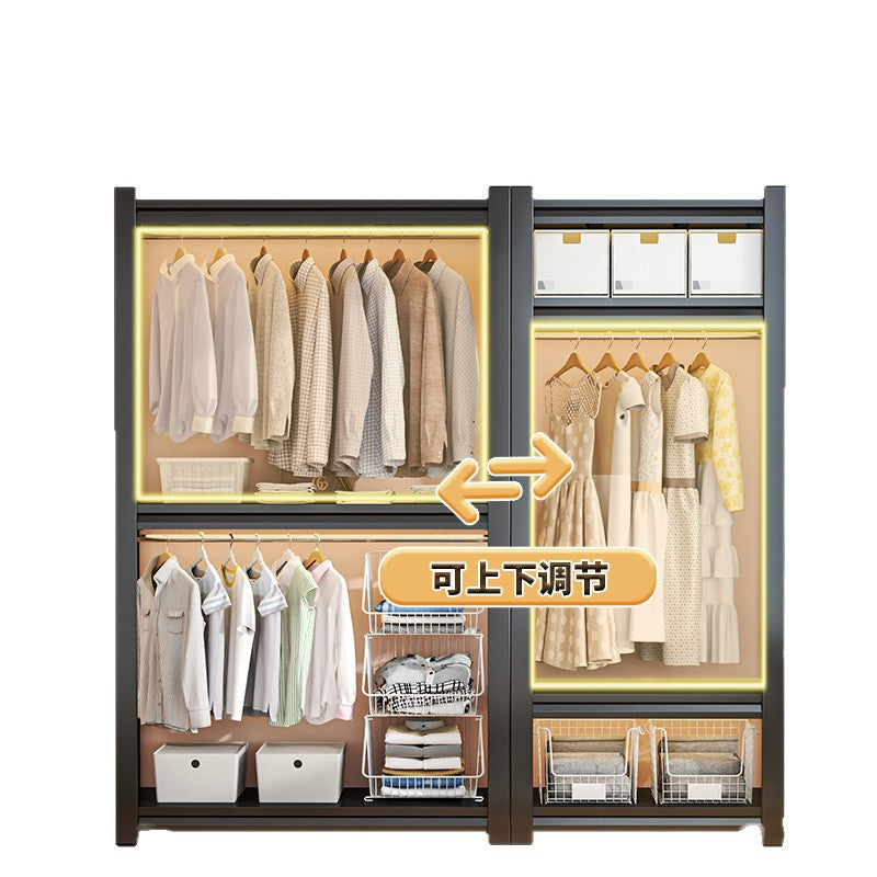 Wardrobe rental room diy simple clothes rack shelf type steel hanging storage rack cloakroom assembly open storage rack