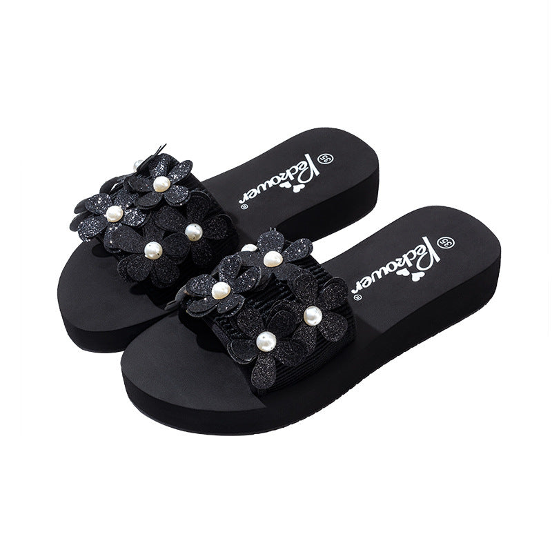Anti-fall plaidthickened princess style women's flip-flops ultra-light trendyins home and outdoor stain-resistant summer sandals