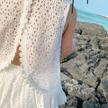 Girls' hollow-out tank top and skirt set - summer kids' open-back two-piece outfit - breathable, casual, and versatile