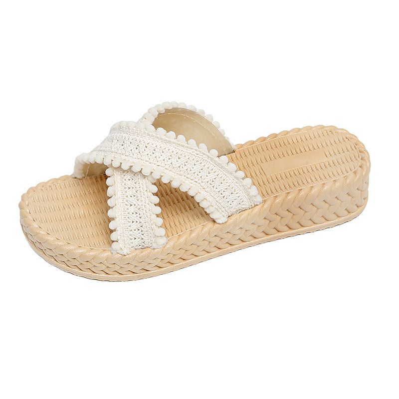 New platform sandals for women - summer outdoor wear, xishuangbanna bohemian style, hemp, beach-friendly, versatile sandals