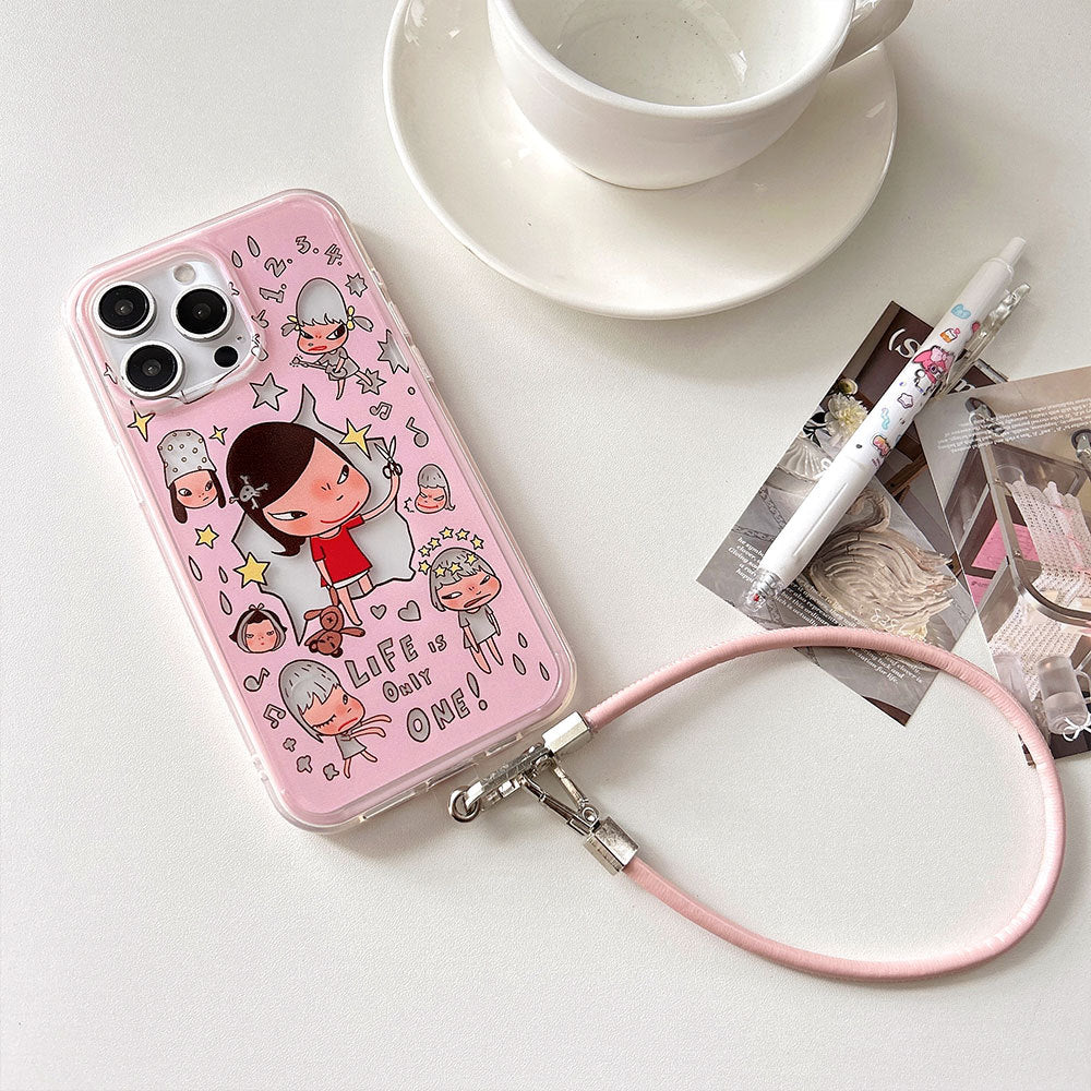 Suitable for iphone17pro bestie phone case, yoshitomo nara girl style, apple 16/15 anti-fall hard case 13