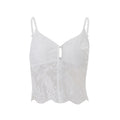 women's clothing  summer new slim-fit cardigan v-neck lace patchwork see-through camisole top