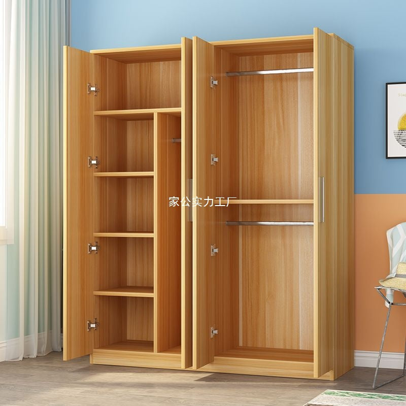 Wardrobe solid wood simple household bedroom rental room simple plate assembly storage cabinet locker large wardrobe