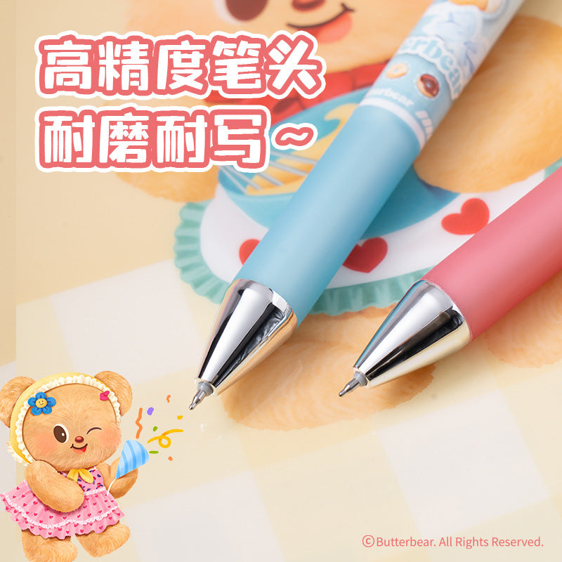 Deli HY022 Press Neutral Pen Blind Box Butter Bear Cute Student Exam Brush Question Pen 0.5 Black Flowerpen