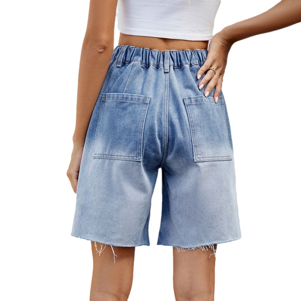 Ebay european and american cross-border foreign trade spring and summer new  independent station washed casual gradient five-point denim shorts