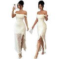 Amazon elegant off-the-shoulder jacquard cami dress - women's  summer new arrival - slim fit & figure-flattering dress