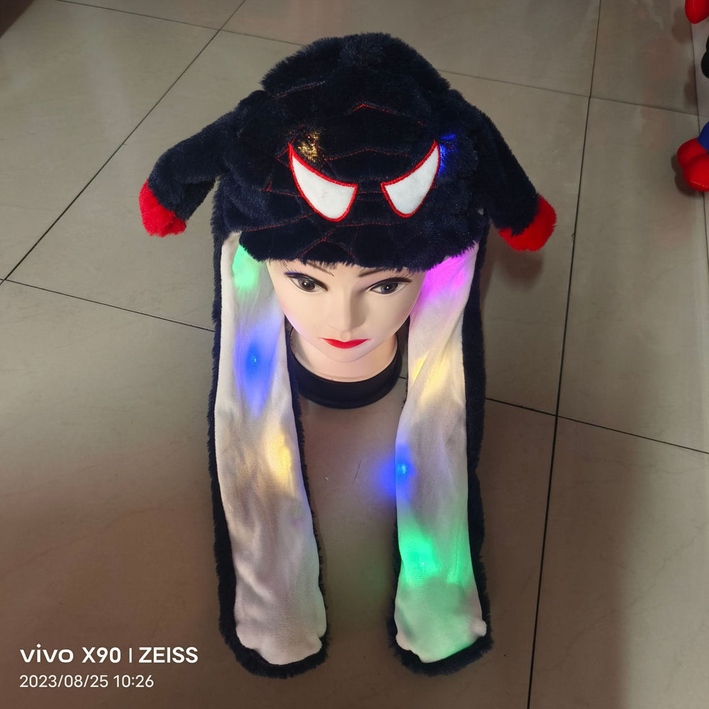 Trendy cartoon beanie with plush moving ears - glow-in-the-dark, wholesale available, large size, perfect for night markets, kids & adults