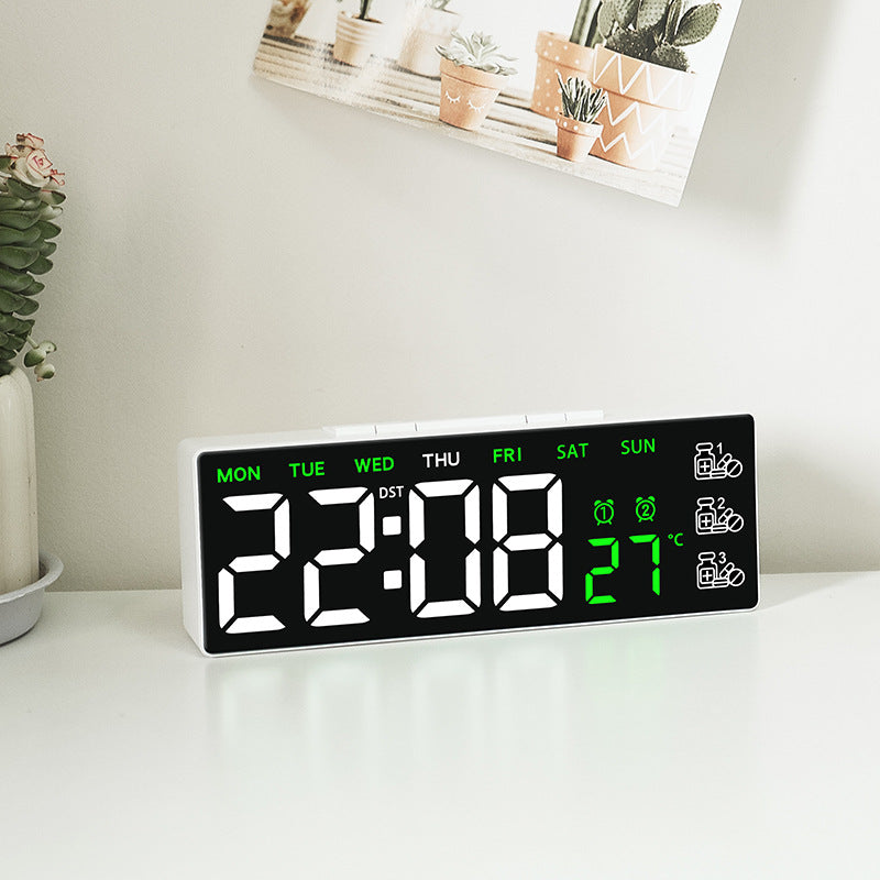 New Multifunctional Electronic Clock Simple and Stylish Alarm Clock Medicine Box Reminder LED Clock Bedside Desk Clock 6679