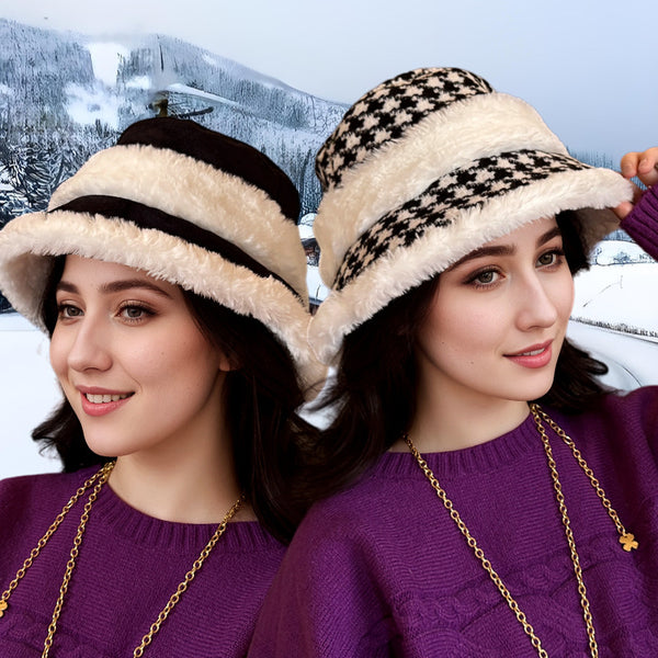 2025 autumn and winter new hat women's winter warm piled thickened warm bucket hat big head circumference fluffy basin hat