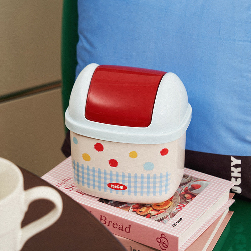 Cartoon cute desktop stationery storage bucket mini storage box high-value office dormitory desktop paper basket miscellaneous items bucket
