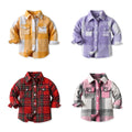 New spring/autumn boys' plaid shirt, preppy style cotton top, kids' plaid shirt, long-sleeved shirt for boys and girls