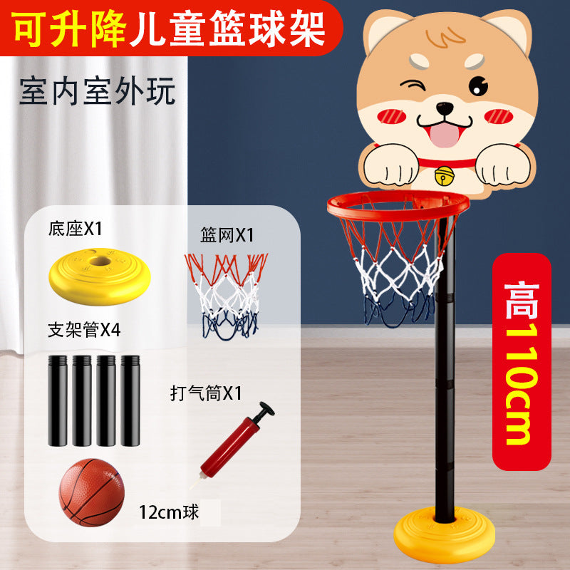 Free shipping cartoon basketball hoop set - indoor kids' basketball goal with adjustable height - wholesale sports toys