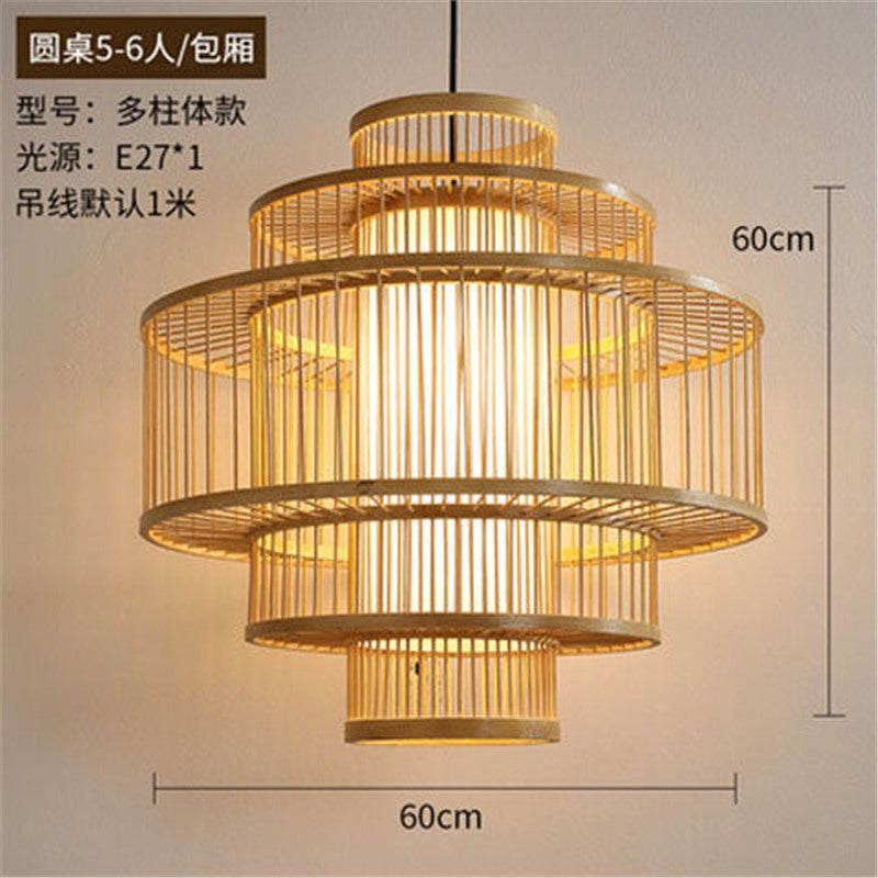 Lantern Bamboo Art Chandelier Bar Bed and Breakfast Tea Room Hot Pot Restaurant Hotel Simple Japanese Restaurant Bamboo Catering Shop Lighting