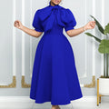 summer new european and american cross-border short-sleeve tie-up bowknot puffy ball gown european and american dress