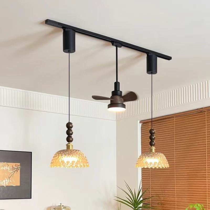 New arrival art french medieval style restaurant chandelier with fan adjustable magnetic track bar b&b creative chandelier