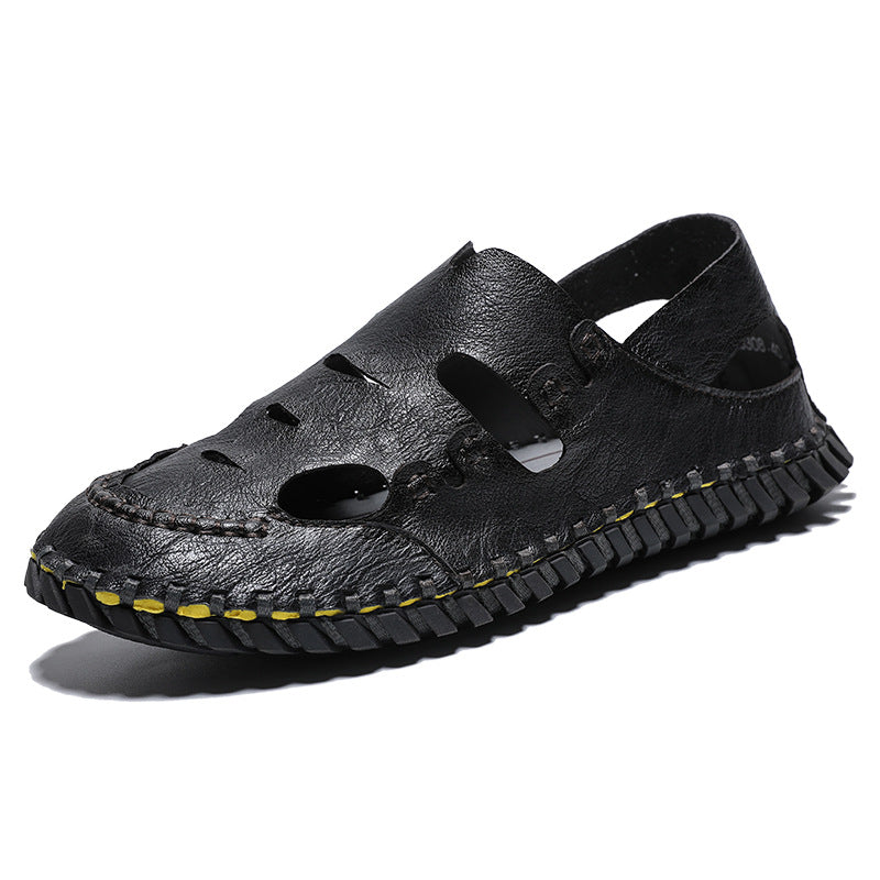 Cross-border large-size sandals men's shoes new summer breathable bag head casual men's shoes soft-soled men's beach shoes one pedal