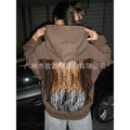 European and american cross-border  fall/winter new women's fashion  style solid color backless cutout mesh hoodie sweatshirt