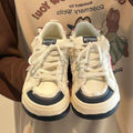 Cute white shoes chinese fashion cat ugly cute big toe shoes women 2026 winter thick sole student sports casual shoes color matching