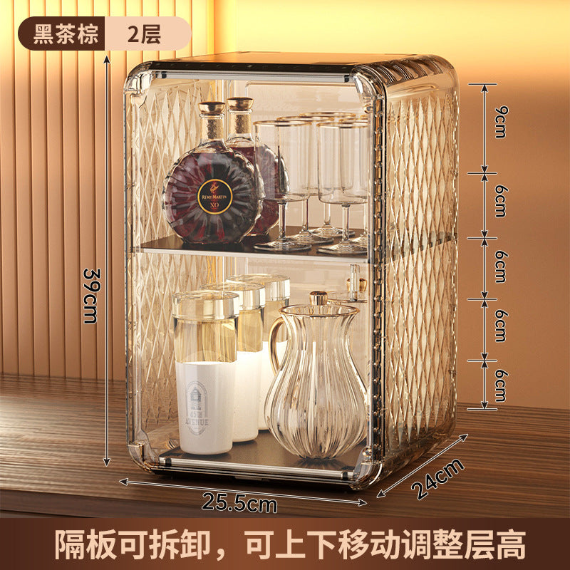 Water cup storage cabinet dust cup holder tea set tea cup holder mug desktop storage rack large capacity coffee cup storage