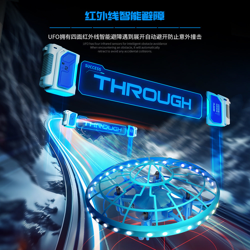 xs4 drone shooting sensing mini flying disc hovering rotating intelligent obstacle avoidance interactive toy aircraft