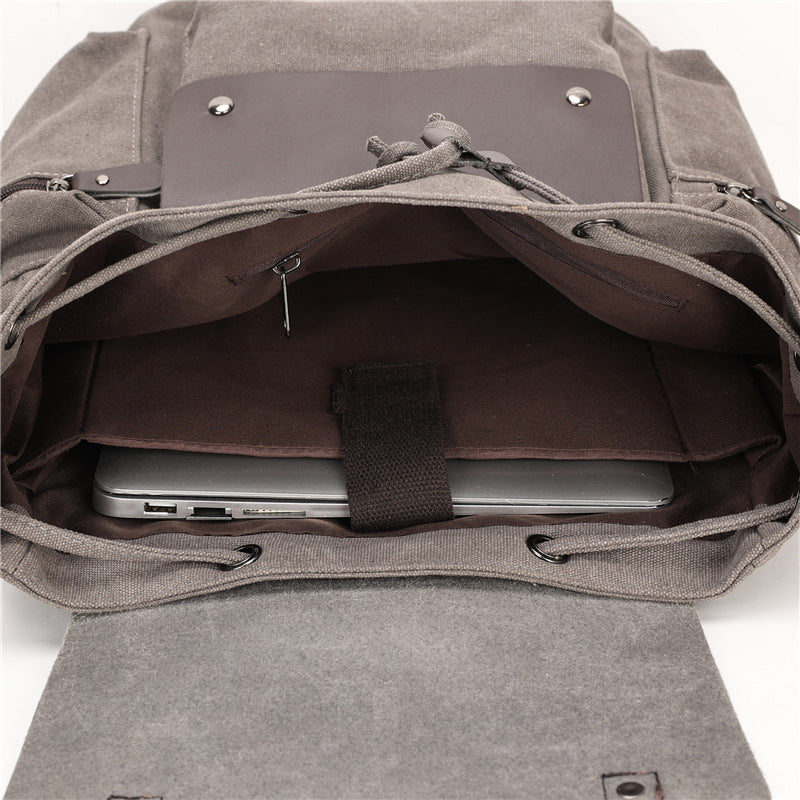 retro canvas backpack personalized fashion business travel computer bag drawstring double shoulder bag wholesale