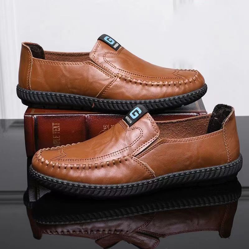 Spring/summer new arrivals: men's leather shoes - versatile korean & british style, trendy fashion, business shoes, slip-ons, casual shoes - dropshipping available