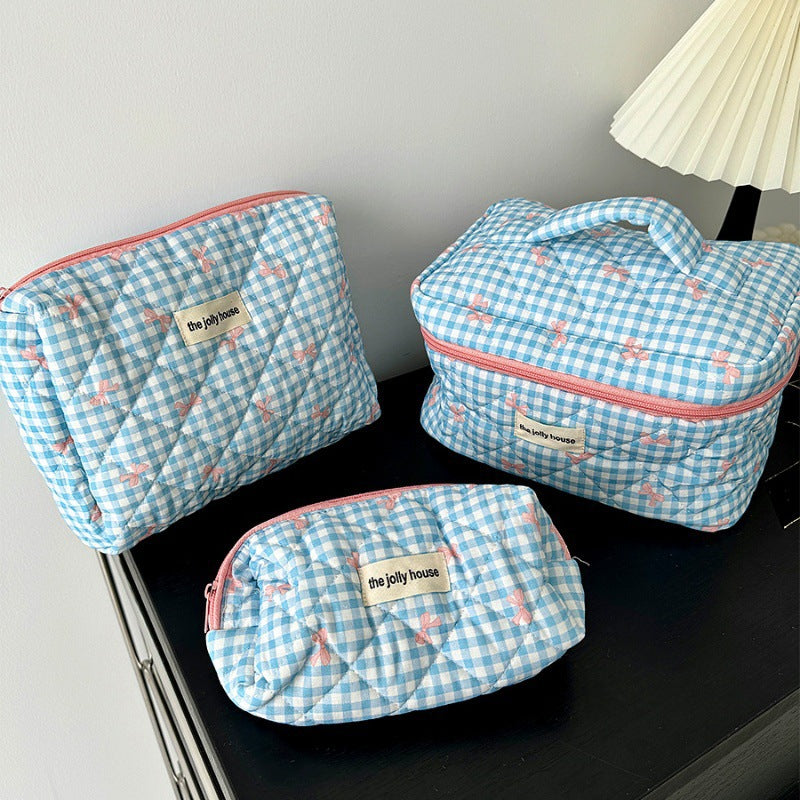 Rustic floral makeup bag - large capacity cosmetic organizer, portable handheld toiletry bag, makeup pouch for students