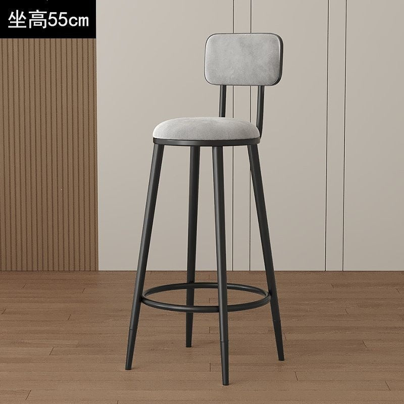 Minimalist modern high bar stool - nordic style gold-tone luxury iron backrest chair for bar, ktv, and counter seating