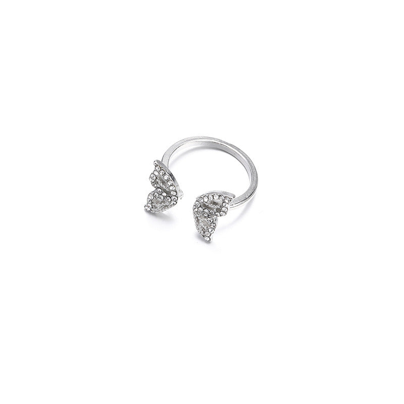 Wholesale diamond-studded open ring - european & american cross-border fashion jewelry, butterfly ring, versatile minimalist handpiece for women