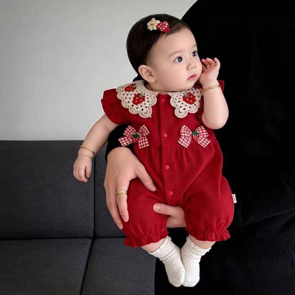 Summer clothes thin flying sleeves summer clothes newborn onesie baby girl outwear romper romper little princess style