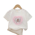 Girls' cartoon crew neck t-shirt -  summer new arrival - cute, lightweight, short-sleeve kids' top - casual children's clothing