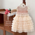 Girls' summer dress  new style sleeveless tank dress soft tulle sequin heavily embellished little girl's cake dress