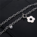 Titanium steel texture flower pendant female trendy casual disco high-end texture clavicle chain necklace sweater chain necklace