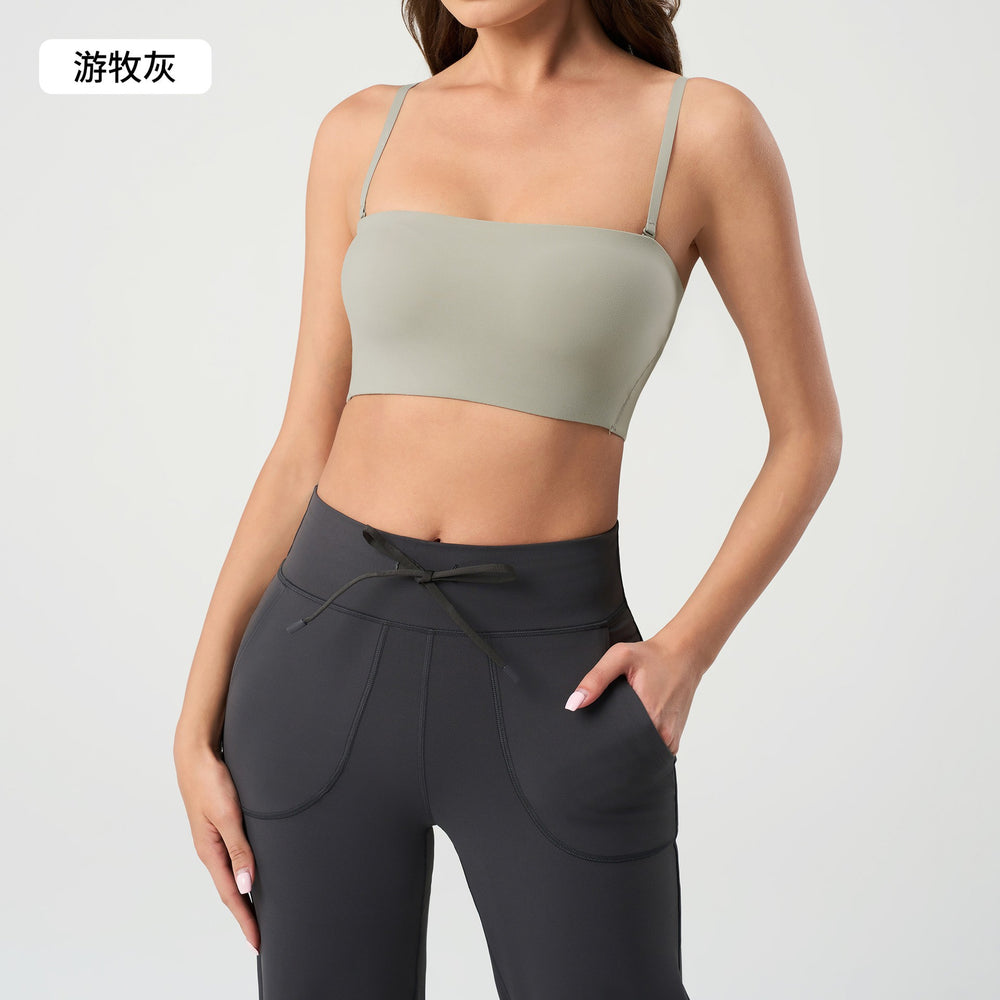 Thin shoulder strap camisole women's nude tube topintimatescomfortableplaid fitness pilates yoga bra daw138