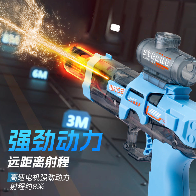 Popular popular fire light small ice mouse electric water gun toy large capacity high speed continuous fire water gun kids water toy
