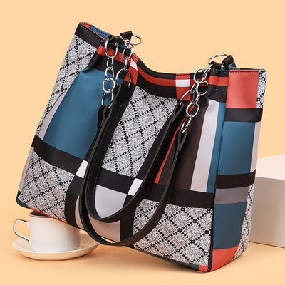 2025 new women's large capacity tote bag - stylish and versatile shoulder bag - color block minimalist design - mommy bag